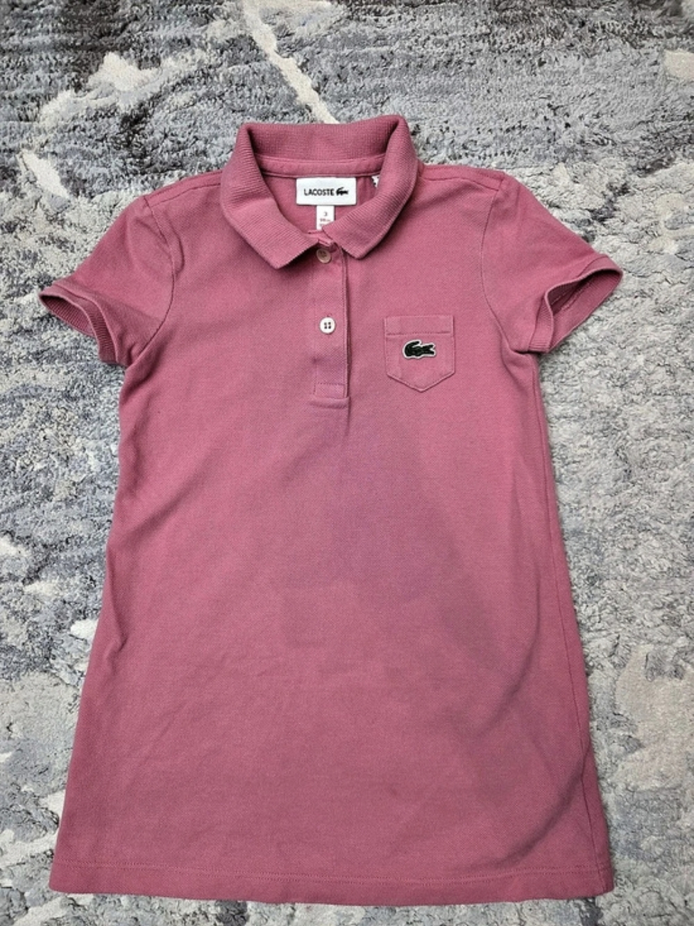 Lacoste Girls Logo Pocket Polo Dress Pink Polo Mini Dress Size Small Like New